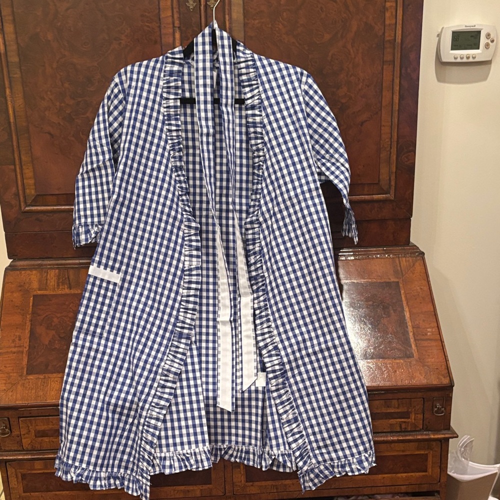 Blue & White Gingham Ruffle Robe